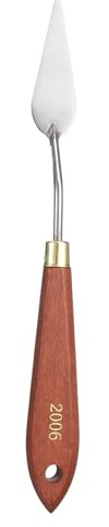 QUARKZMAN Outil De Peinture 2.17 x 0.75 Forme De Larme Rouge/Argent | Lame En Acier Inoxydable, 8.27 Longueur, Spatule Couteaux à Peinture Avec Trou Manche En Hêtre, Couteaux à Peinture