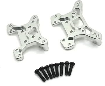 CXDOUDSW 144001 144010 144016 144018 124017 124019 124007 124008 124010 Placas de la Torre de Choque Piezas de actualización de Metal Trasero Delantero Compatible con automóviles RC(Silver)