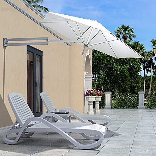 Parasol de, Parapluie de Patio Mural à 7,5 Pieds muraux, Parapluie Mural extérieur avec Poteau évent réglables, idéal pour Le de, Rouge