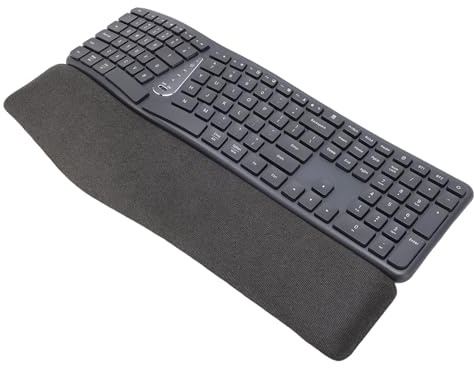 Oreilet Tastiera Ergonomica Aggiornata, 2.4G BT Tastiera Ergonomica Wireless con Poggiapolsi, Silenziosa USB Split Keyboard con Layout Italiano ‎QWERTY per Window 98 ME 2000 7 8 10