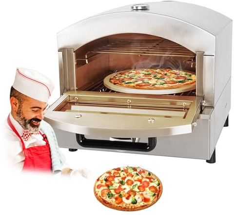 Pizza Oven - Electric/Gas Countertop Pizza Maker for Home, 2 Tier Cooking Appliance for Pizza, Steak, and Chicken