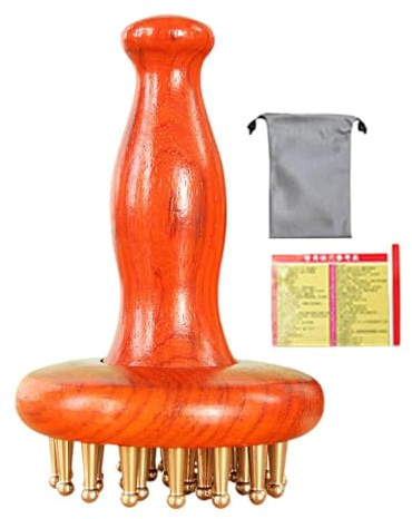 Harilla Kupfer Gua Sha Körperwerkzeug Handheld Tragbare Holzmassage Körperbürste für Beine Arme Schulter, Package A