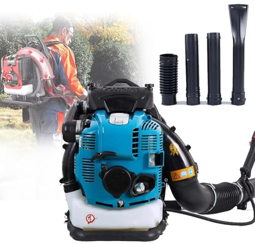 Rucksack Laubbläser Benzin 4-Takt 1000cc Mit 2,0L Tank, 10000 U/min, Profi Gebläse Für Garten, Schnee, Straßen Und Baustellen, Geringe Emissionen, Leise Und Wartungsfreundlich(Blue)