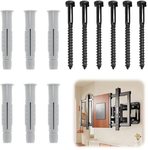 6 Pack M8*70mm Lag Bolt Wall Plug,Screws and Wall Plugs Set for Plasterboard,Heavy Duty Raw Plugs for TV Bracket Mounting, Aerial & Shelves - M8 Lag Bolt Wall Plug Kit with Raw Plugs for Plasterboard