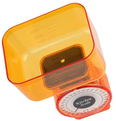 1kg Bilancia da Cucina Arancia Meccanica Piccola in Plastica | Preparazioni da Forno e Pappe, Leggera e Portatile, Facile da Riporre, Uso Domestico Quotidiano Colore Casuale