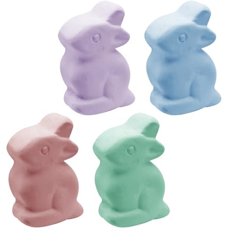 4er Set Osterhasen Straßenkreide für Kinder, Bunte Hasenform Tafelkreide Abwaschbar, Lustige Straßenmalkreide als Osterdekoration & für Ostergeschenke, Malkreide für Draußen
