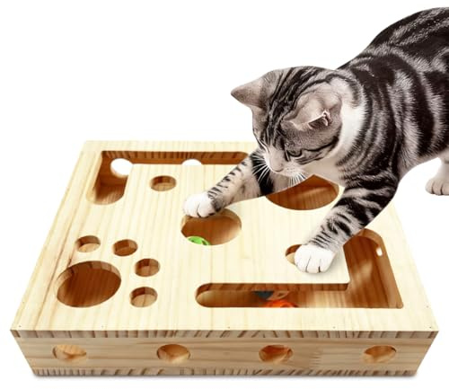 Caja de juego para limar garras para gatos, 30 x 25 cm, rascador interactivo, juguete para gatos, alimento interactivo, juguete de alimentación para gatos para interior