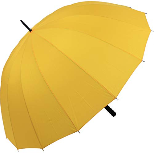 iX-brella Parapluie léger XXL Pour couple 16 pans Avec poignée souple et confortable Diamètre 1,29 m Jaune jaune 100 cm
