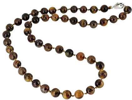 Treasure Bay Handgefertigte Edelstein-Halskette für Damen, 8 mm, natürlicher Rosenquarz, Tigerauge, Aquamarin, Achat-Halskette für Frauen und Mädchen