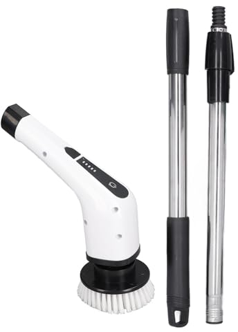Kit de Fregadora Giratoria Eléctrica 7 en 1 para el Hogar, Cepillo de Limpieza Inalámbrico Multifuncional con 6 Cabezales de Cepillo Reemplazables, Mango de Extensión Ajustable
