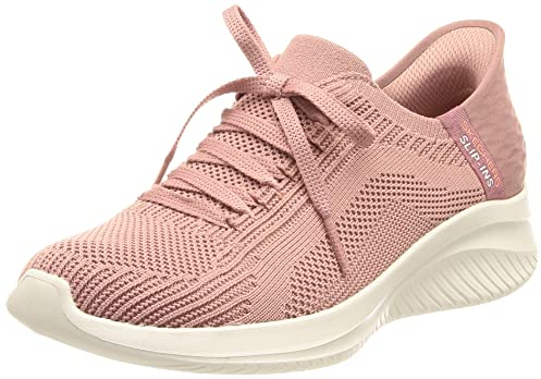 Skechers Women's Ultra Flex 3.0 Brilliant Path Slip-On Sneakers, Mauve Knit/Pink Trim, 5 UK