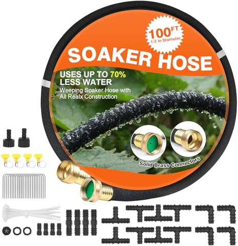 Tropfschlauch 30 m für Garten mit 1,27 cm Durchmesser Bewässerungsschlauch spart 70 % des Wassers aus massivem Messing, geeignet für Rasen und Gartenbettabdeckung