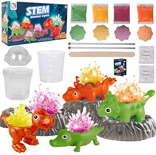 Set di esperimenti per bambini, 4 colori, con cristalli di dinosauro e cristalli per esperimenti, crescere, scienziati, giocattoli, regali per ragazzi e ragazze