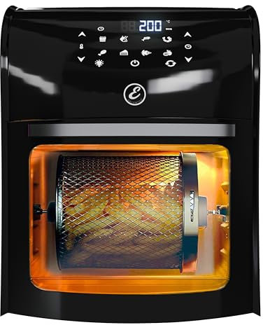 Forno Friggitrice Ad Aria Calda Da 12 Litri Con Display Digitale, Sistema A Riscaldamento Rapido, 7 Programmi Di Cottura, Timer e Temperatura Regolabili 1800 W (12 Litri, nero)