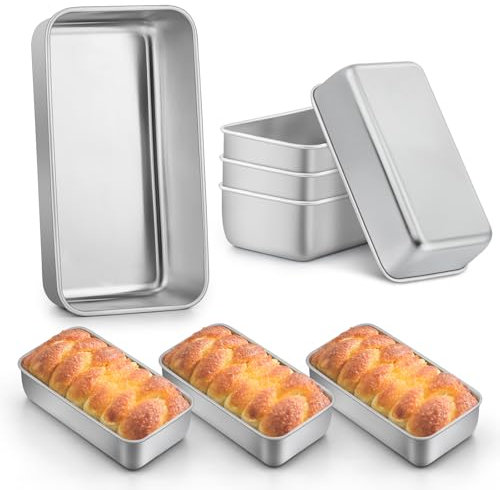 LIANYU Loaf Pans 9x5 Inch, 8 Pack Bread Pans for Baking, Stainless Steel Baking Pans, Loaf Tins for Homemade Bread Brownies and Pound Cakes, Dishwasher Safe