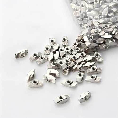 HXJDAM Nutensteine 120 Stück Hammerkopfmutter 6mm Nut 6 M4, Stahl verzinkt, M4 Gewinde T-Slot Nutmuttern Kohlenstoffstahl Hammermutter für Aluminiumprofil-Extrusionsschlitz (EU20-M4 x10x6)