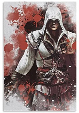JINLIMAO Quadro A Olio su Tela 30 * 50CM Senza Cornice Auditore Ezio Splash Assassin Game Print Picture Paintings for Living Room Bedroom Decoration