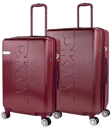 DKNY - Uppsättning hårda resväskor Uppsättning lätta resväskor Packa resväskor. Resbagage set med kombinationshänglås, Burgundy