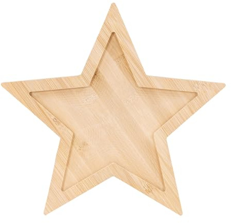 levandeo Holztablett Stern 30cm Bambus Sterntablett Tischdeko Weihnachten Dekoteller Aufbewahrung Advent Weihnachtsdeko Holzteller