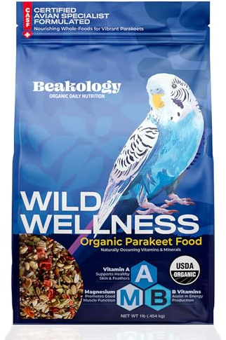Beakology Wild Wellness Organic Parakeet Food, USDA Certified, Non-GMO, for Parakeets and Budgies, 1 lb