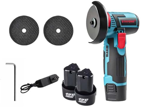 Stayone Cordless Mini Angle Grinder Set, 12V 3 Inch Electric Power Cutter Tool with 2 Batteries & 2 Cutting Wheels, 20000 RPM Handheld Metal Grinder Machine for Cutting, Tile Wood