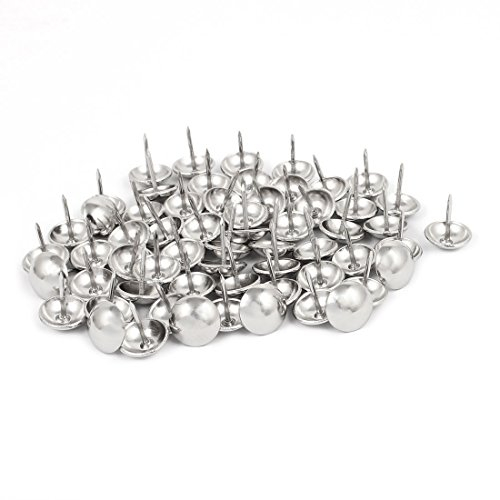 sourcing map Clou Tapissier 14mm Diamètre Acier Inox Punaise Décoratif Punaise Clou Ameublement 60Pcs