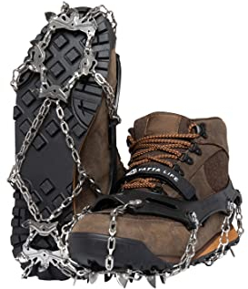Yatta Life Robuste Schneeketten für Schuhe, Spikes mit 14-Zähnen, sicherer Halt bei Schnee und Eis, Schuhspikes, Steigeisen zum Spazieren, Joggen oder Wandern (Groß)
