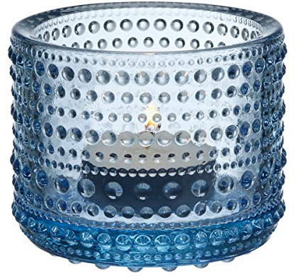 Iittala Kastehelmi Windlicht/Teelichthalter Glas Aquablau 6,4 cm