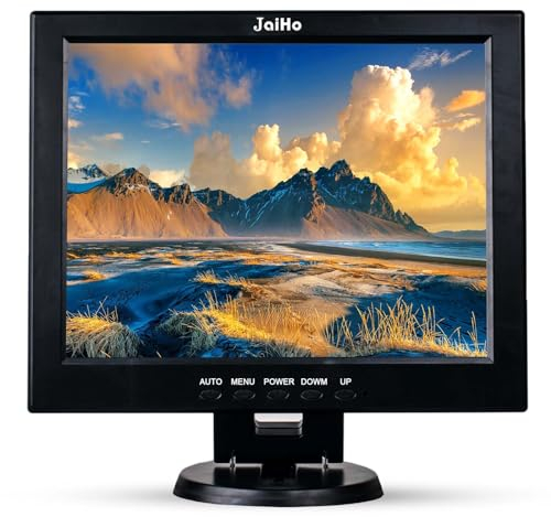 JaiHo 12 Zoll CCTV Monitor Audio Video Display, 4:3 Kleiner PC Bildschirm mit HDMI/VGA/BNC/AV/USB LCD Monitore für House Überwachungs Kamera PC DVD DVR Raspberry Pi, 800x600