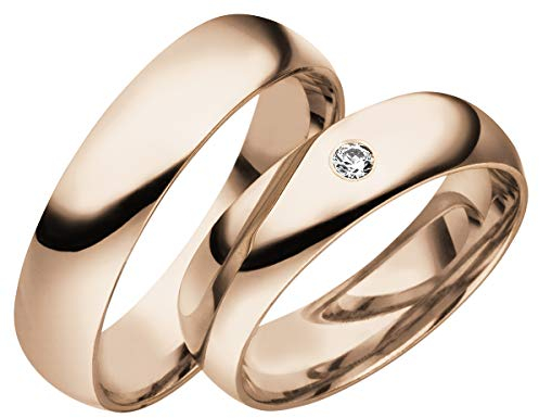 JC Gold Trauringe - Rotgold Eheringe inklusive Steinen und Gravur Paarpreis C136-R (8 Karat (333) Rotgold)