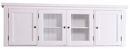 Casa Padrino Armario de Pared/Armario Superior de Cocina de Estilo Country Blanco 192 x 31 x H. 65 cm - Armario de Cocina con 4 Puertas