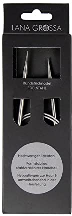 Lana Grossa Rundstricknadel Edelstahl | glatte Oberfläche | langlebig & robust | verschiedene Größen | ideal für hautsensibles, komfortables Stricken, 100/10,0