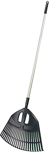 Gartenrechen Rechen Fächerbesen Alustiel Laubbesen Harke 195cm Landschaftsbesen Laubrechen Laubfeger (Anthrazit)