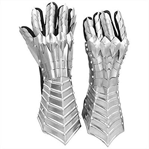 Mittelalterliche historische Stulpenhandschuhe Silber Rüstung Stulpen Turnier Tragbare Kostüm Handschuhe Metall Handhandschuhe Nachstellung Handschuhe SCA LARP Rüstung Stulpenhandschuhe Halloween