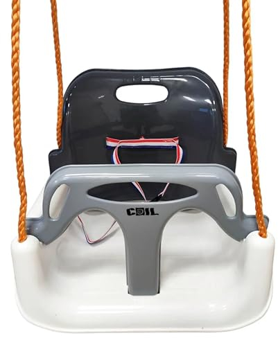 COIL - Balançoire pour bébé 3 en 1 - Siège bébé réglable - Avec siège à bascule - Pour bébé et enfant - Avec dossier et sangle de fixation - Charge maximale jusqu’à 60 kg - Blanc