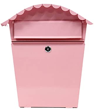 oUyOo Abschließbarer Briefkasten Zur Wandmontage, Wetterfester Briefkasten Mit Mittlerer Kapazität, Abdeckung Aus Verzinktem Stahl, Rostfreier Einfacher Briefkasten Aus Metall,Rosa