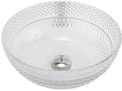 HESIEU Badezimmer-Waschbecken, Glas-Waschbecken, über der Theke, Badezimmer-Waschbecken, transparentes rundes Waschbecken, Kristall-Badezimmer-Waschbecken mit Abfluss-Kombination
