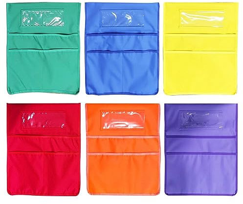 Chairback Buddy Pocket Chart Taschen für Klassenzimmer, Sitzsäcke, 3 Aufbewahrungs-Organizer, Aufbewahrung mit Rückentasche, Etiketten, Buchnamentaschen, Schultasche, flexible Gesäßtasche,