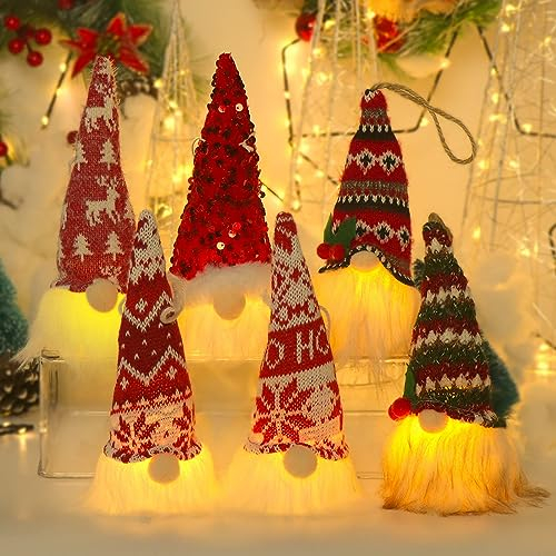 FHzytg 6 Stück Weihnachtswichtel Figuren LED Wichtel, Deko Weihnachten Figuren Weihnachtsmann Figur Led Wichtel Weihnachten Wichtel Figur Weihnachten GNOME Led Zwerg Geschenke für Kinder