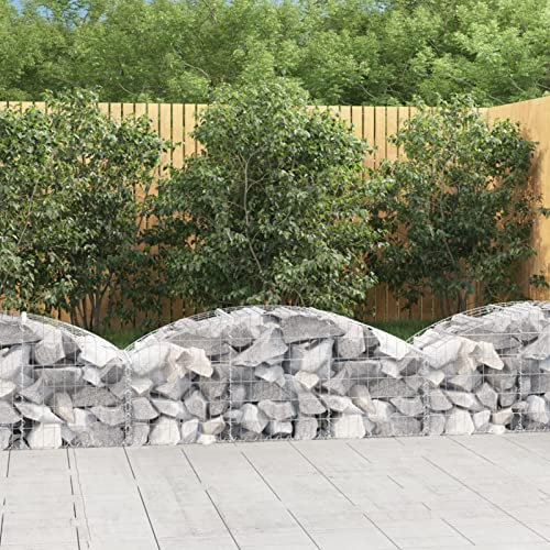 Camerina Gabione mit Hochbogen 150x50x40/60 cm Verzinktes Eisen Gabionengitter Gabionen SäUle GabionenköRbe Gabionen Zaun