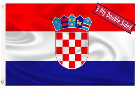 Kroatien-Flagge, 7,6 x 12,7 cm, doppelseitige kroatische Nationalflagge, dreilagige 240D-Polyesterfaser, helle Farbe mit strapazierfähigem Segeltuchkopf und 2 nicht verblassenden Messingösen