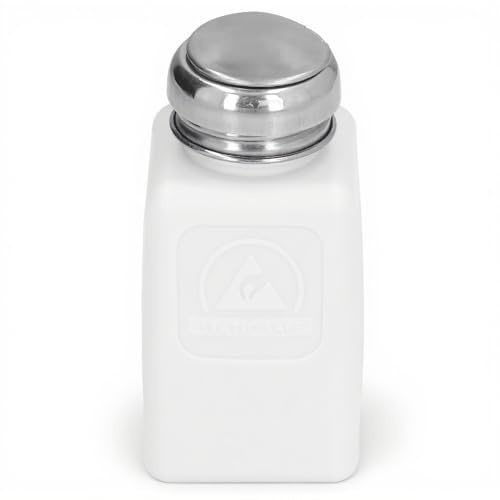 EIMSOAH Distributeur de Solvant carré Antistatique ESD 200 Ml avec Couvercle en Acier Inoxydable, Type Presse, Taille Compacte, Bouchon Vide de Pompage de Liquide pour de Solvant