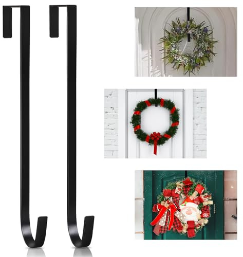 PECULA 2 Stück 35,6 cm Kranzaufhänger für Haustür, Kranz-Türhänger 18 kg Tragkraft, Metallkranzaufhänger für Willkommensschild, Türkranzaufhänger für Halloween, Ostern, Weihnachtsdekorationen
