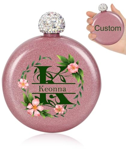 Flasque personnalisée pour femme,Magnifique Bouteille de Whisky pailletée,Capuchon en strass étincelant,Flasque portable en acier inoxydable pour le bar le grill et le voyage(rouge)