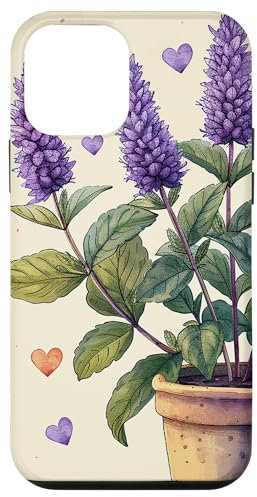 iPhone 12 mini Anise Hyssop Plant In Pot Cottagecore Boho Hearts Graphic Case