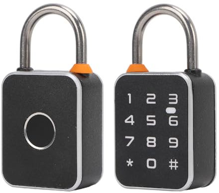 Fingerabdruck-Passwort-Vorhängeschloss, IP65 Wasserdicht, Doppelseitiges Elektronisches Zahlenschloss aus Aluminiumlegierung, Ihr Finger Ist der Schlüssel, mit 20 Verschiedenen