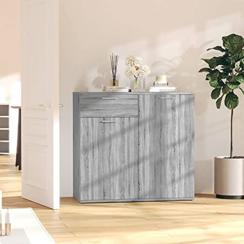 Modern Grau Sideboard 80x36x75cm Holzwerkstoff Wohnzimmerschrank mit Buffet und Beistellschrank für Küche Esszimmer und Flur Aufbewahrung Stilvolle Wohnzimmermöbel