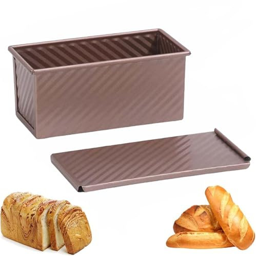 ACTIUSIS Molde de pan con tapa, molde para pan tostado, molde para pan, pasteles y pasteles, oro rosa