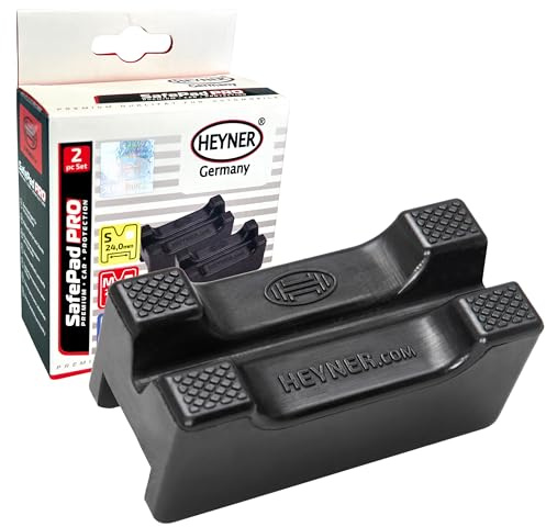 HEYNER Almohadillas protectoras de goma para soportes de gato de eje, juego de 2 protectores de soldadura, protector de riel de marco de elevación, S M L H3476 (tamaño L 347680)