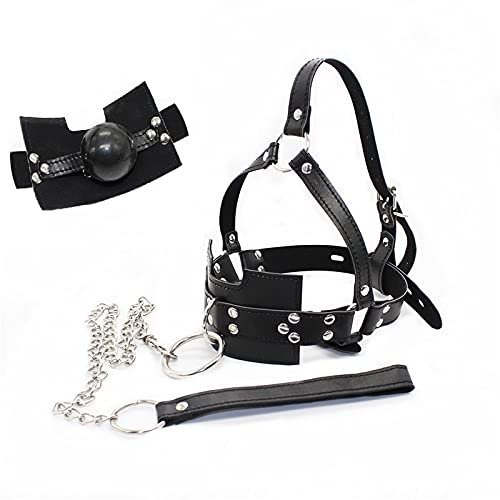 Bavaglio per bocca Bavaglio estremo per bocca con catena di ferro, Imbracatura per maschera per la testa con bavaglio per palla, Giocattolo sessuale per giochi erotici BDSM